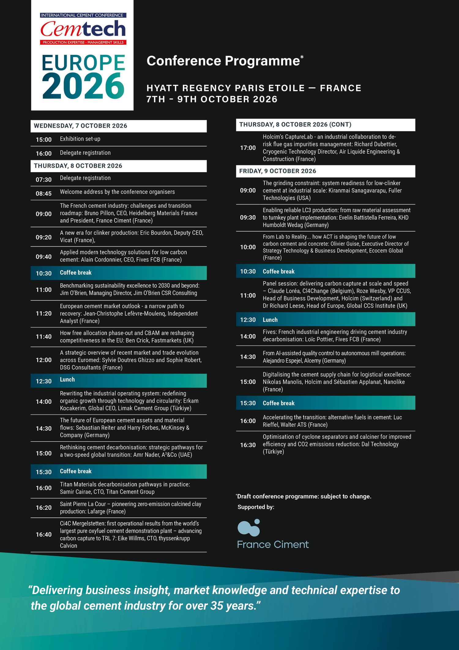Cemtech Europe 2026 Programme