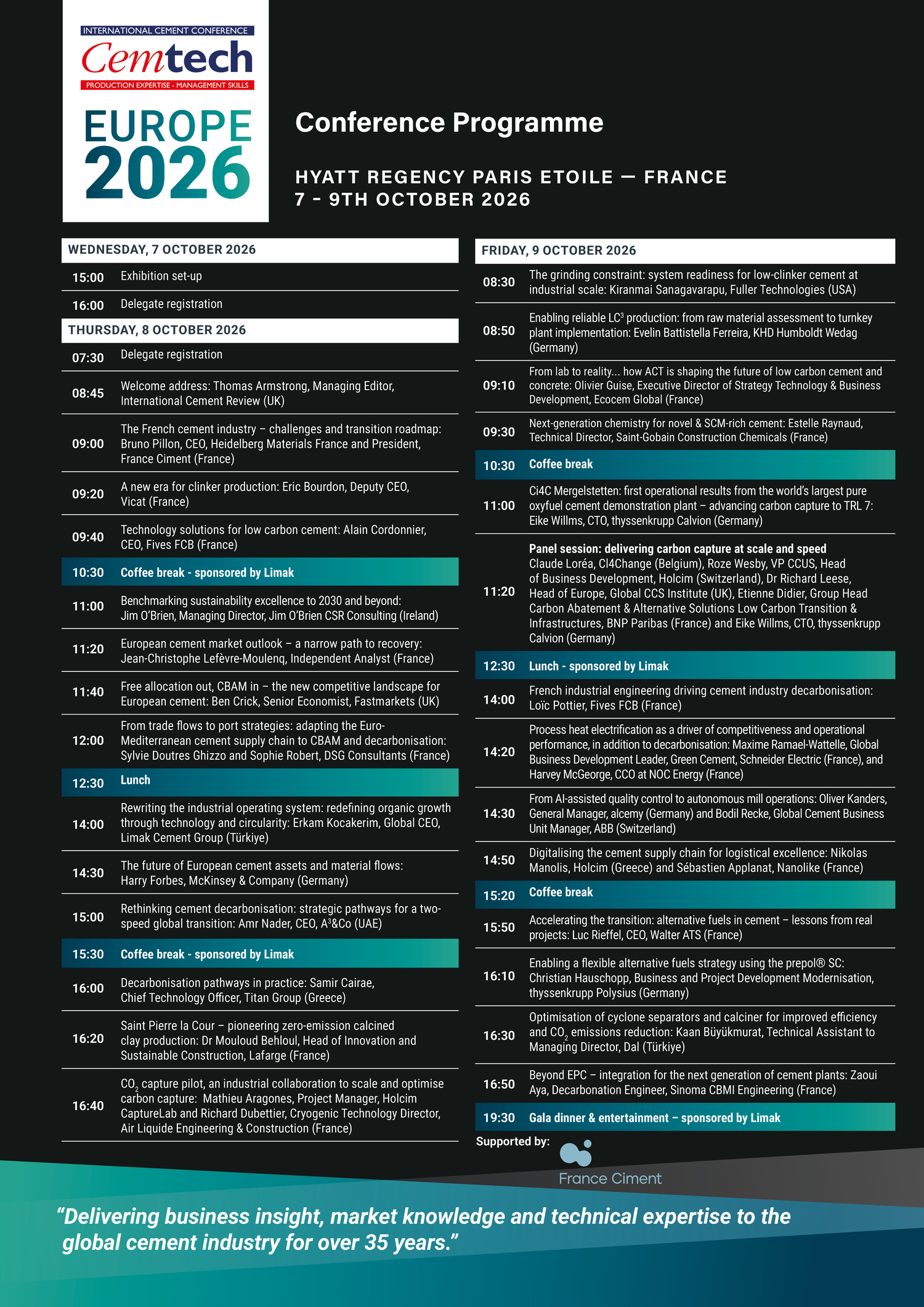 Cemtech Europe 2026 Programme