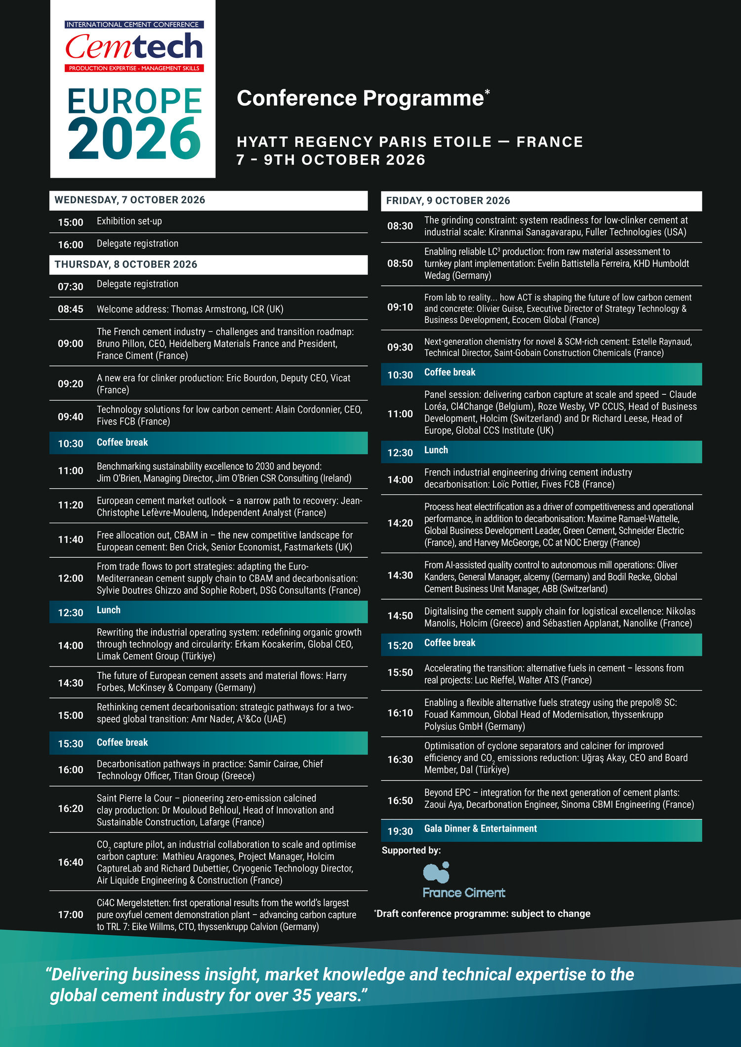 Cemtech Europe 2026 Programme