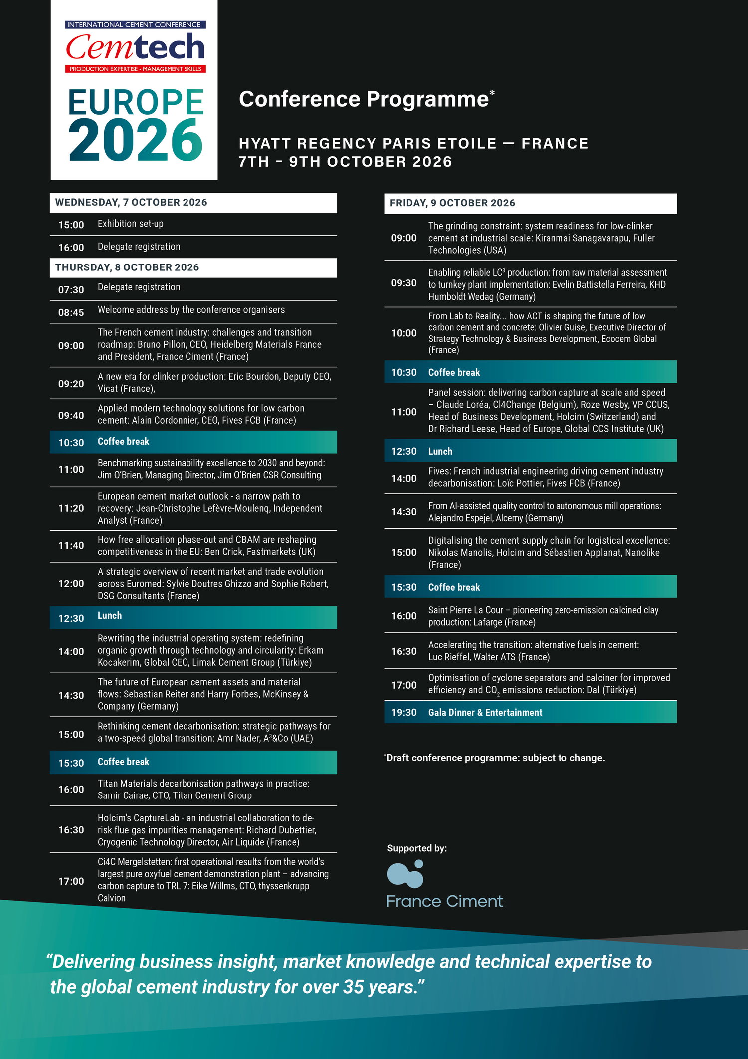Cemtech Europe 2026 Programme
