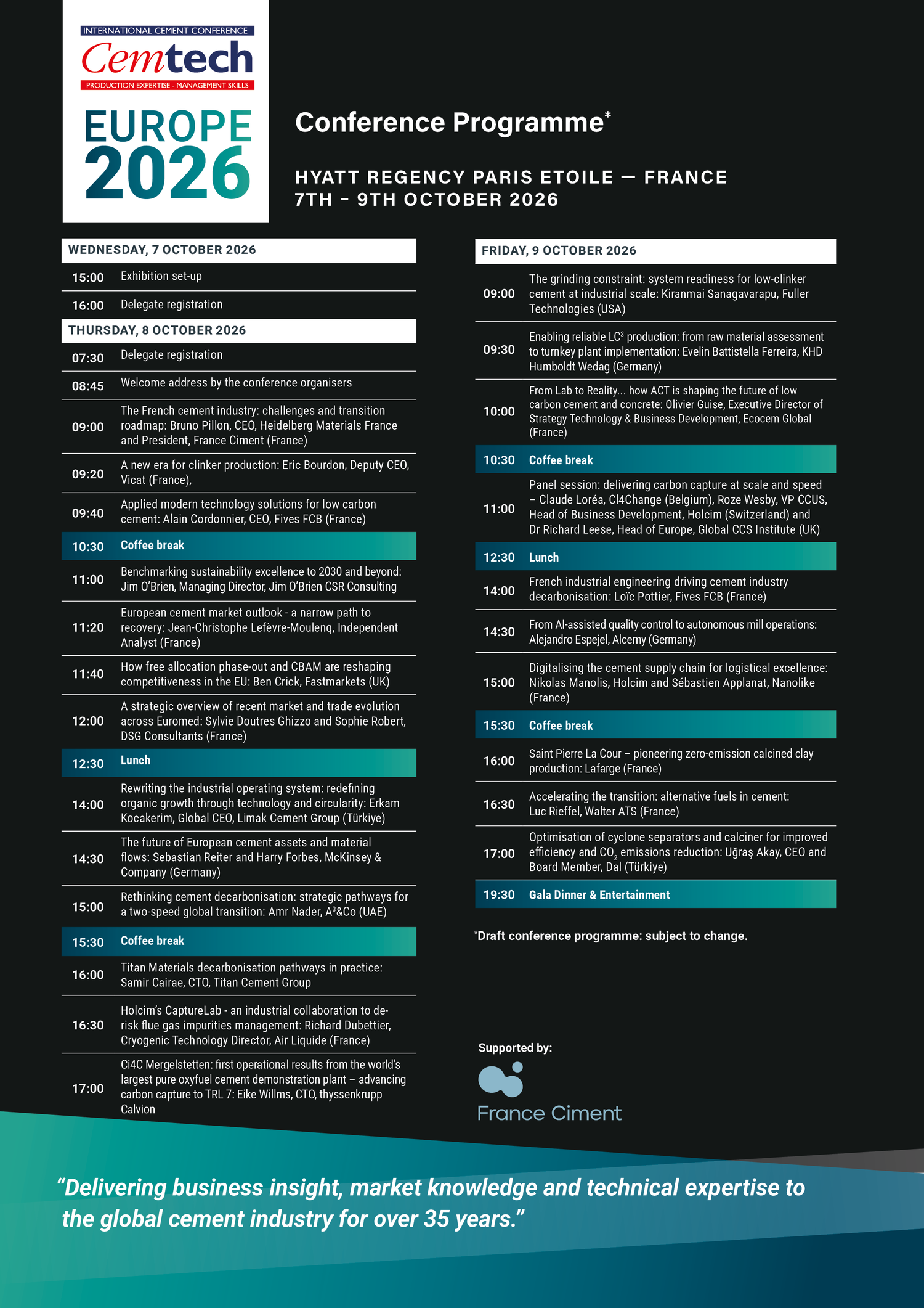 Cemtech Europe 2026 Programme