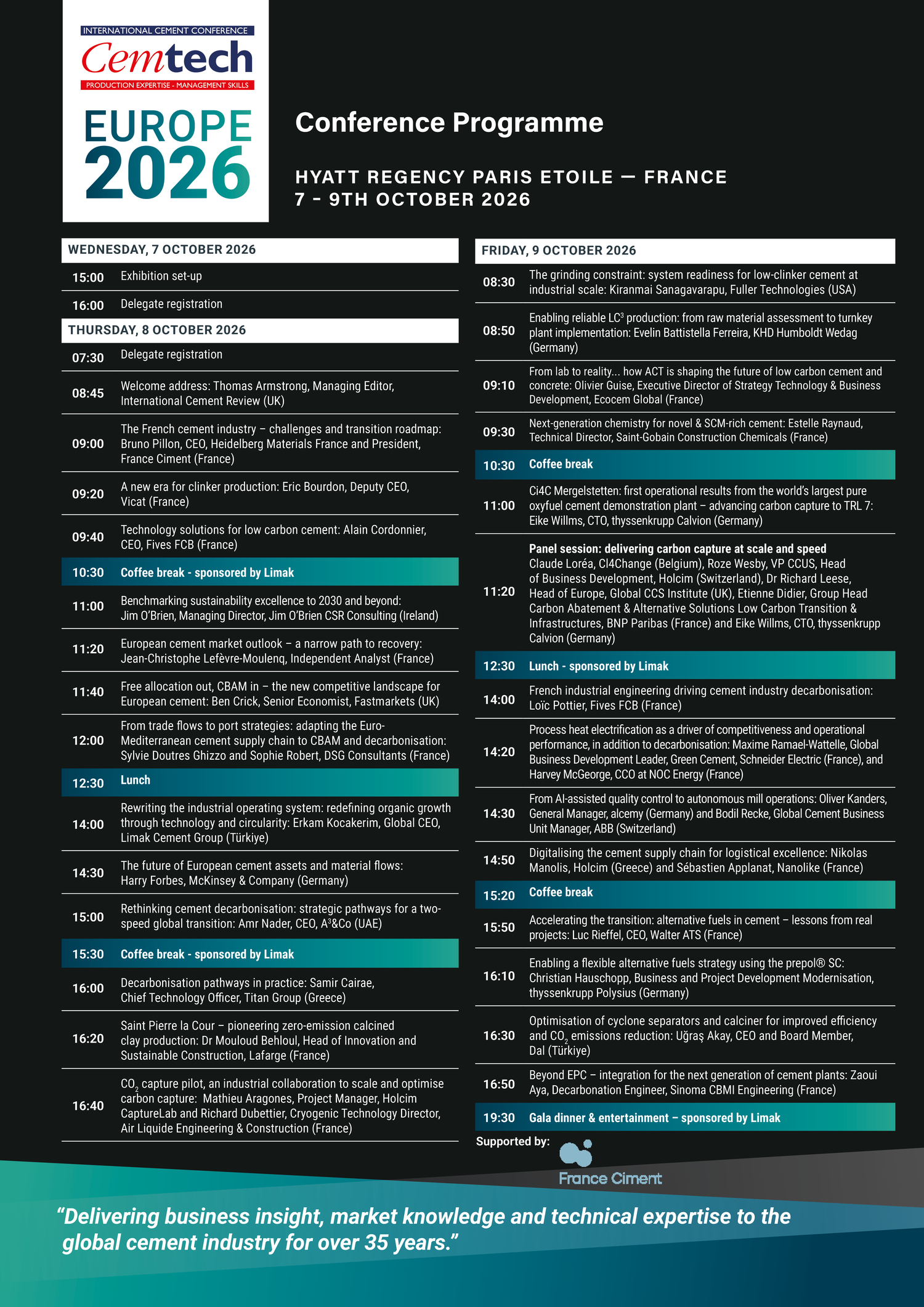 Cemtech Europe 2026 Programme