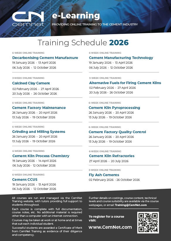 Cement Industry Training Schedule 2026
